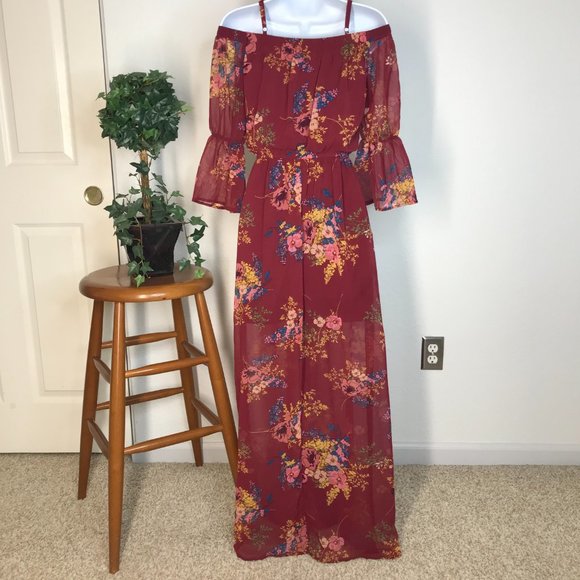 🍹As U Wish Long Dress | Burgundy | X-Small - Picture 10 of 15